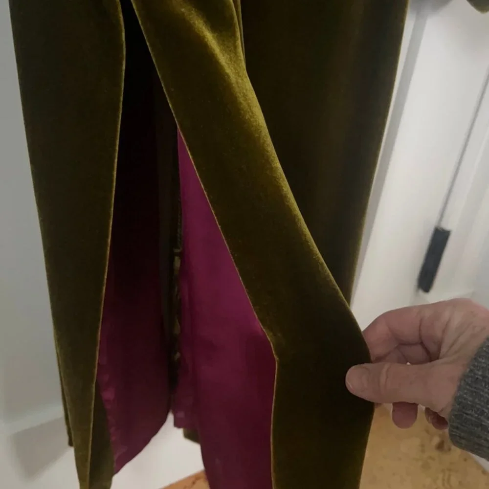 Zara Green Velvet Open Jacket Caftan Formal Dressing XS - Picture 7 of 15
